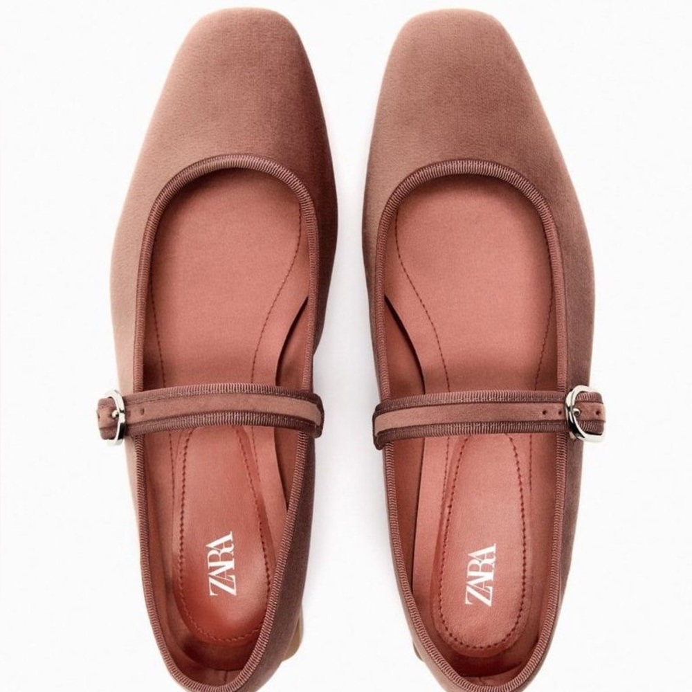Zara velvet Mary Jane Flats